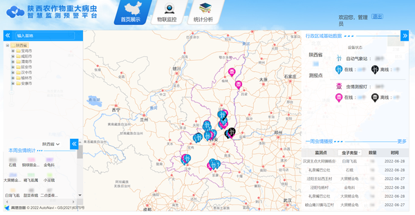 陜西農作物重大病蟲害智慧監測預警平臺